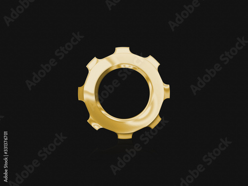Gold gear on a black textured background