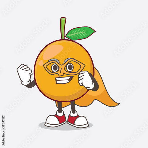 African Mangosteen cartoon mascot character dressed as a Super hero