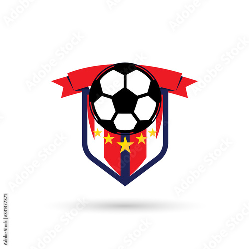 Soccer Logo or football club sign Badge. Football logo with shield background vector design