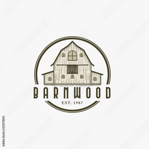 Barnwood vintage logo design illustration. Barn vintage logo design.