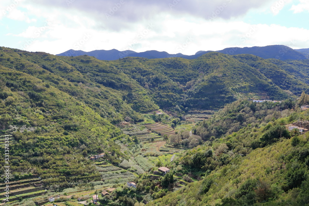 View into the mountain valley near Agulo om La Gomera, Canary Islands
