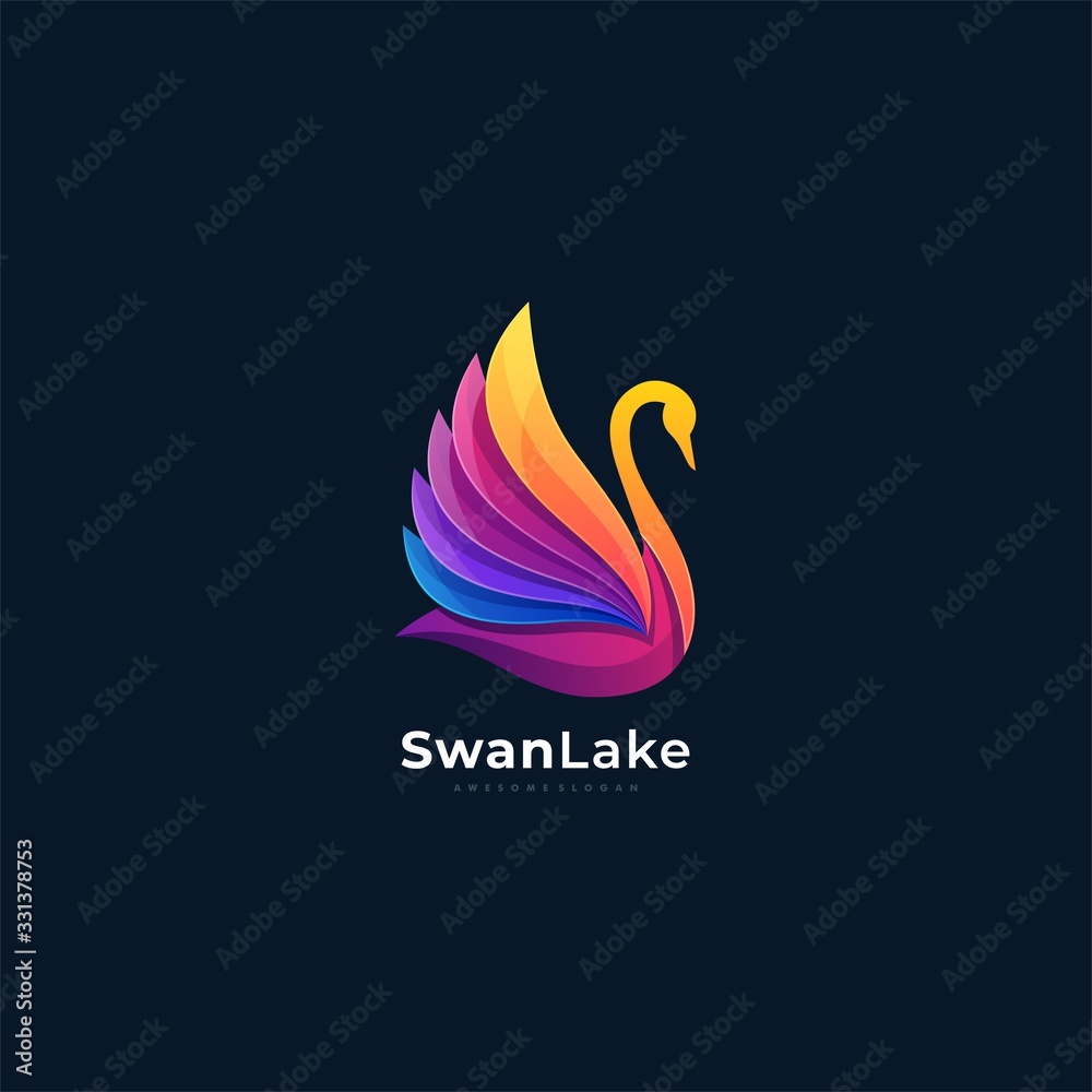 Obraz premium Vector Logo Illustration Swan Gradient Colorful.