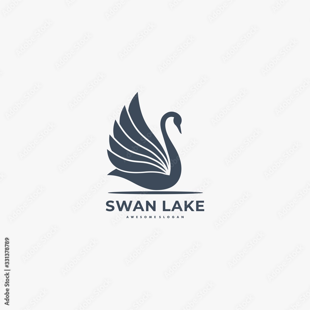 Fototapeta premium Vector Logo Illustration Swan Silhouette Style.