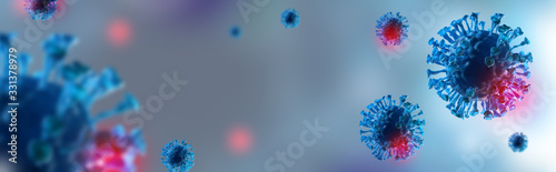 Coronavirus pandemic. Virus Covid 19-NCP. Microbiology And Virology . Panoramic background.Concept. photo