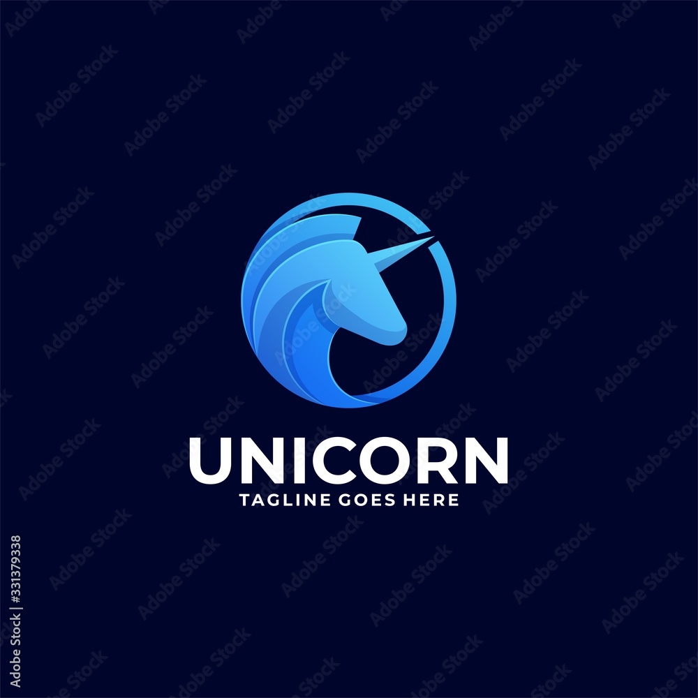 Fototapeta premium Vector Logo Illustration Unicorn Head Gradient Colorful Style.