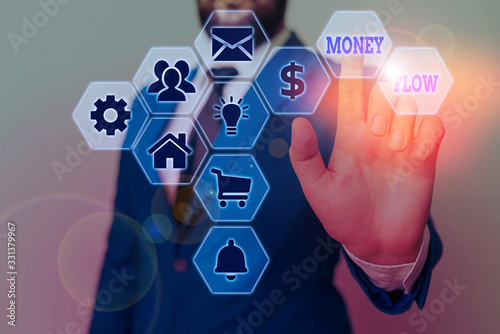 Text sign showing Money Flow. Business photo showcasing the increase or decrease in the amount of money a business photo