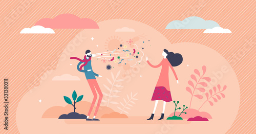 Cough and sneeze concept, flat tiny person vector illustration