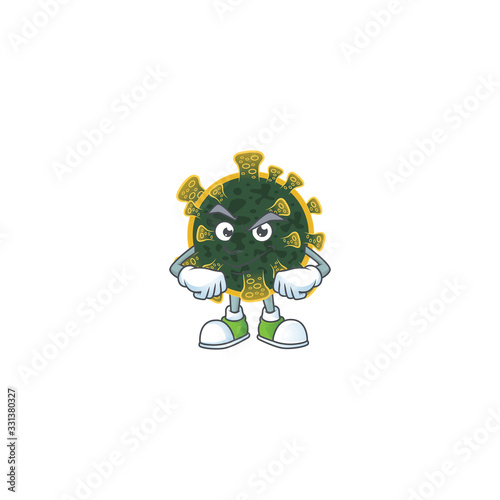An icon of new coronavirus mascot design with confident gesture