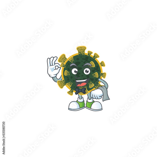 A character of new coronavirus waiter working in the restaurant