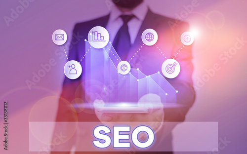 Word writing text Seo. Business photo showcasing incredibly effective way to market your near business online photo