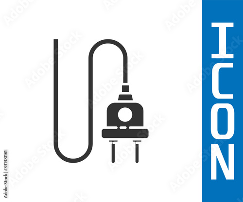 Grey Electric plug icon isolated on white background. Concept of connection and disconnection of the electricity. Vector Illustration