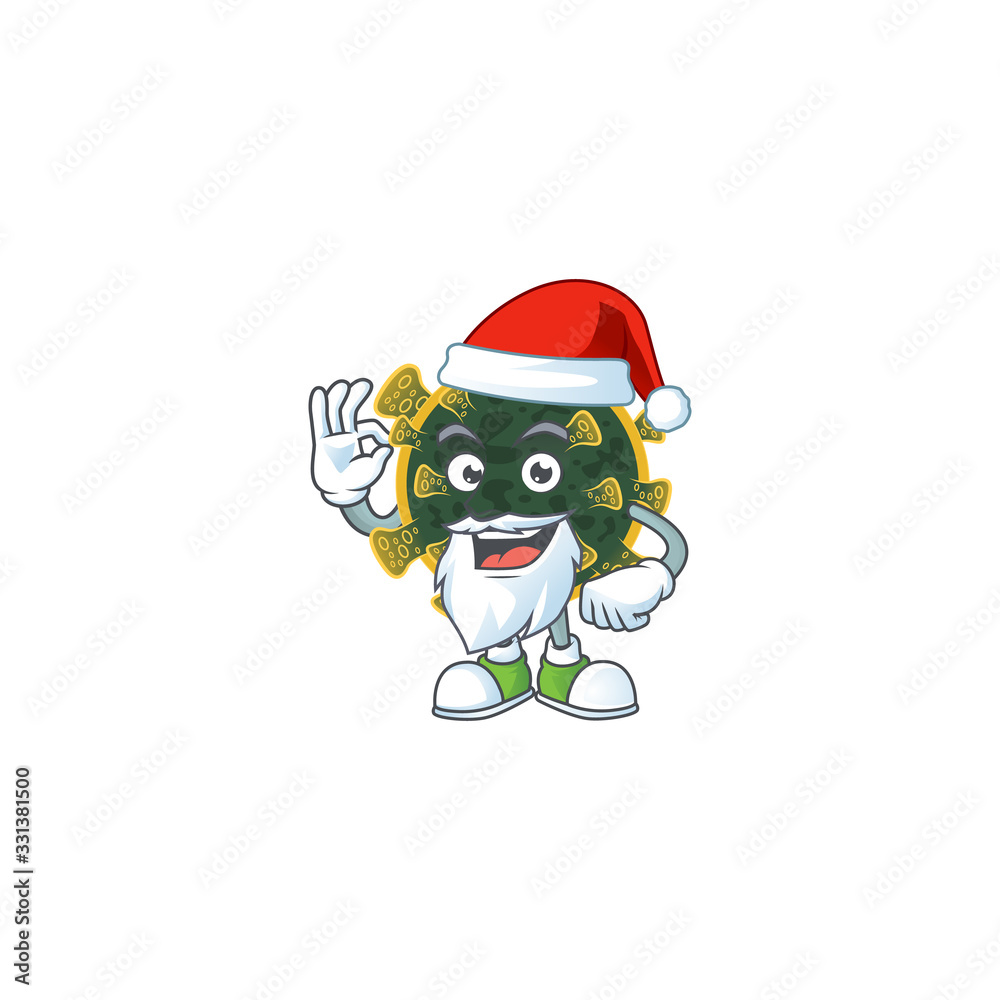 New coronavirus cartoon character of Santa showing ok finger New coronavirus cartoon character of Santa showing ok finger