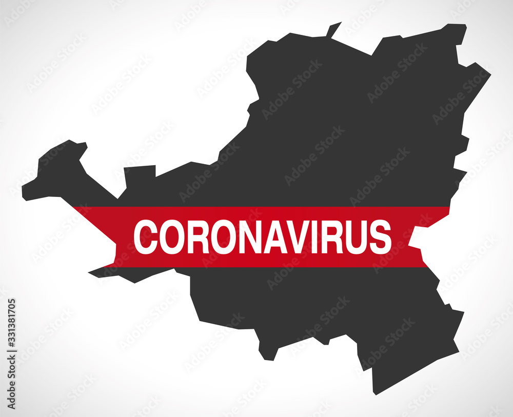 Schwyz SWITZERLAND canton map with Coronavirus warning illustration