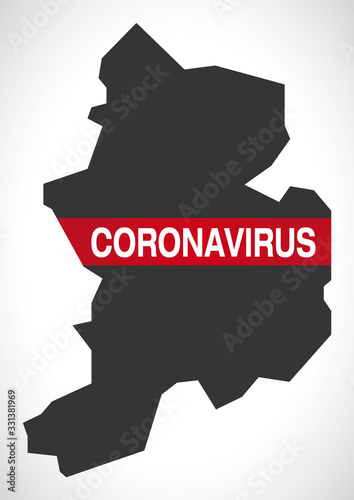 Glarus SWITZERLAND canton map with Coronavirus warning illustration