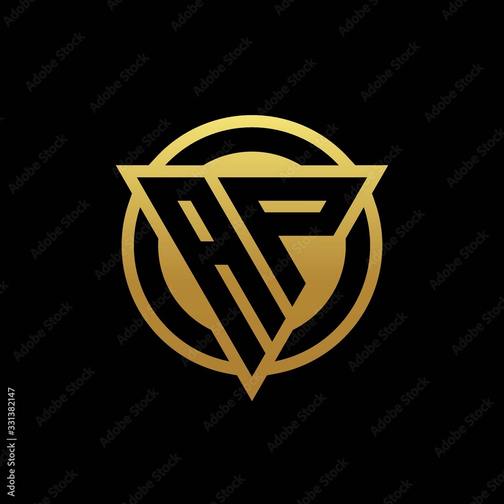 AP logo monogram with triangle shape and circle rounded isolated on gold colors AP logo monogram with triangle shape and circle rounded isolated on gold colors