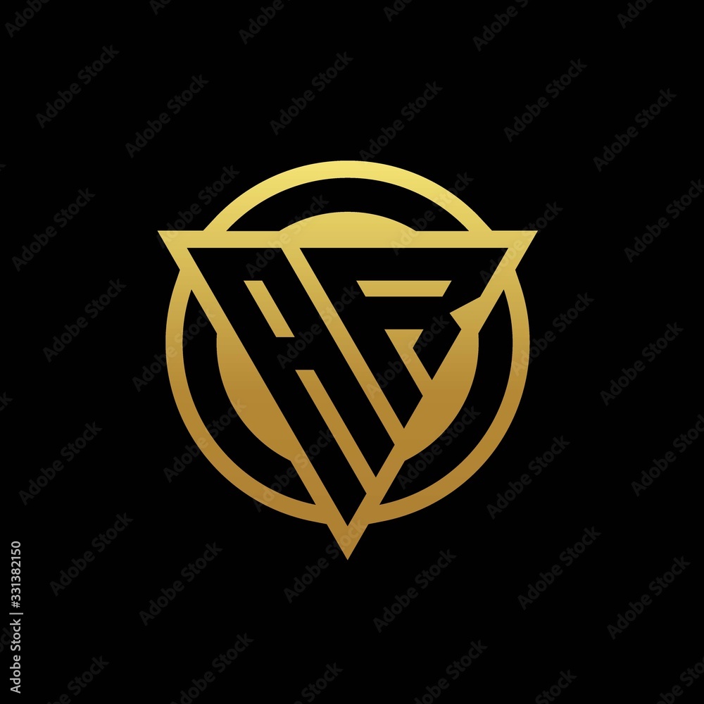 AR logo monogram with triangle shape and circle rounded isolated on gold colors AR logo monogram with triangle shape and circle rounded isolated on gold colors
