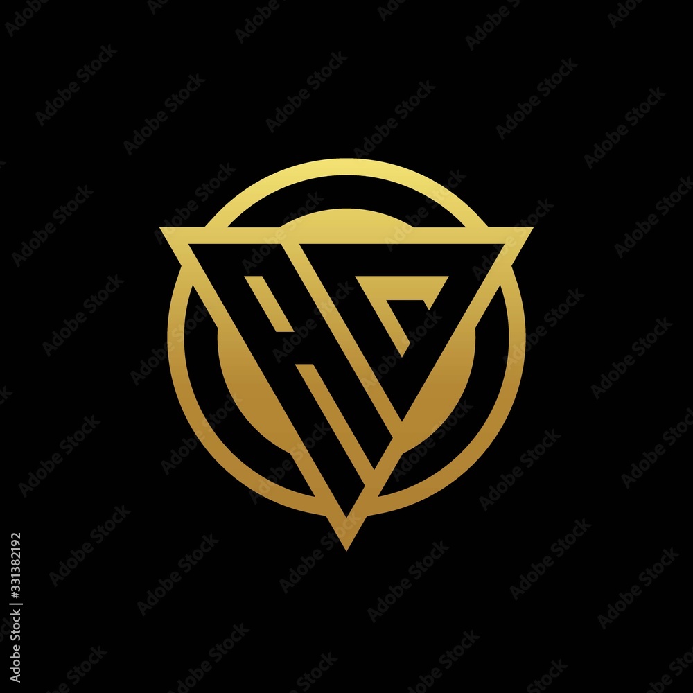 AQ logo monogram with triangle shape and circle rounded isolated on gold colors AQ logo monogram with triangle shape and circle rounded isolated on gold colors