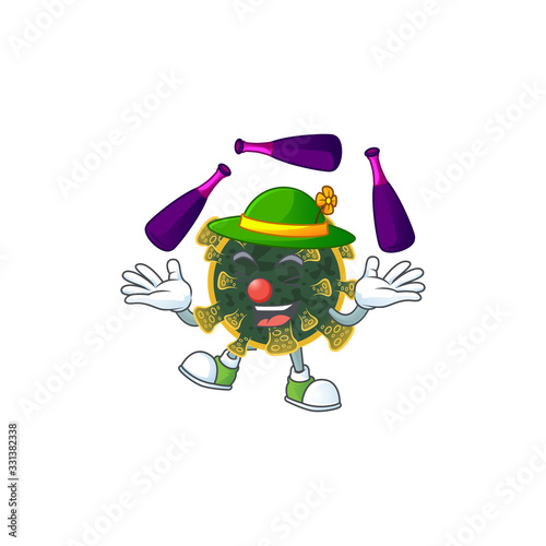 New coronavirus cartoon character concept love playing Juggling