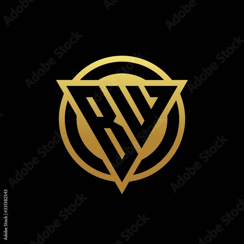 BW logo monogram with triangle shape and circle rounded isolated on gold colors