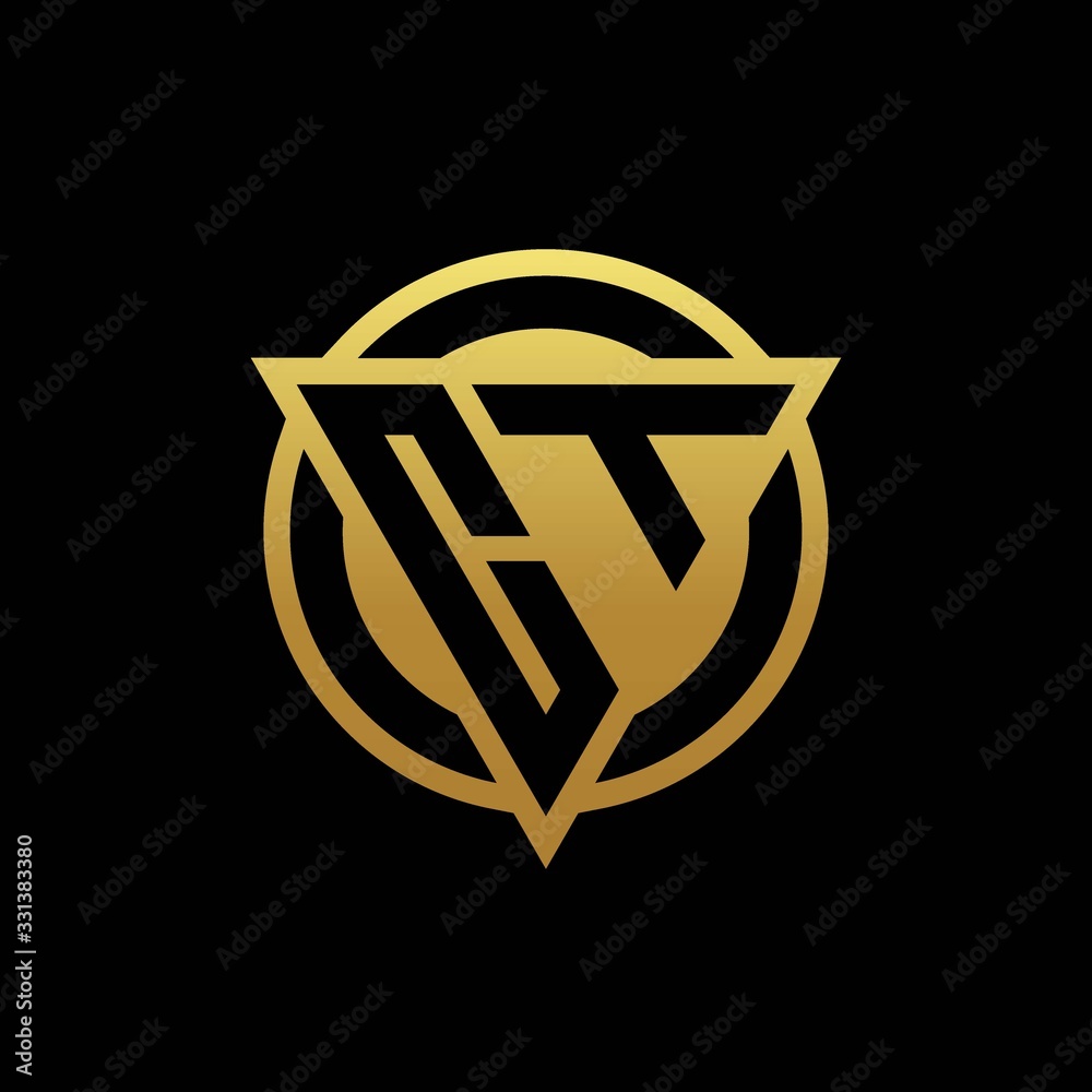 CT logo monogram with triangle shape and circle rounded isolated on gold colors CT logo monogram with triangle shape and circle rounded isolated on gold colors
