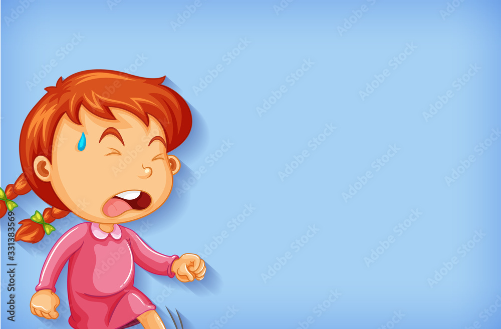 Background template design with crying girl Background template design with crying girl