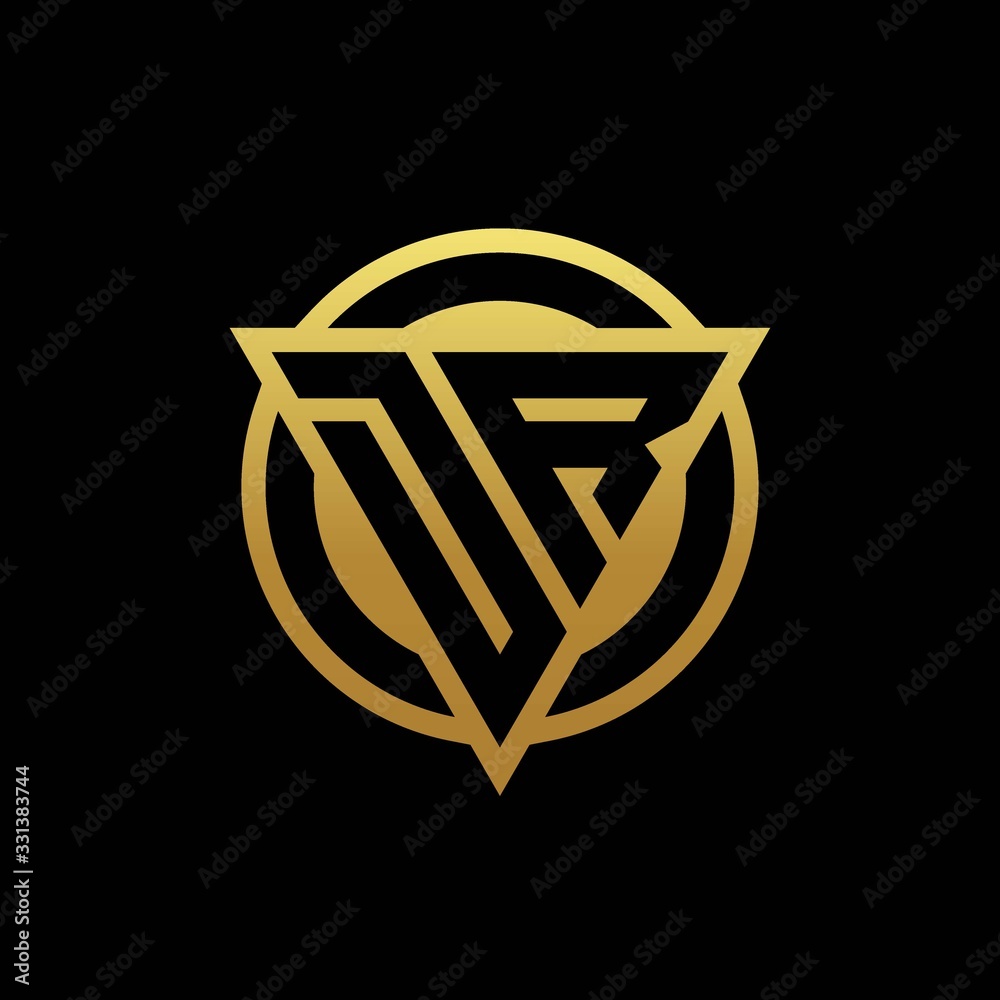 DR logo monogram with triangle shape and circle rounded isolated on gold colors DR logo monogram with triangle shape and circle rounded isolated on gold colors