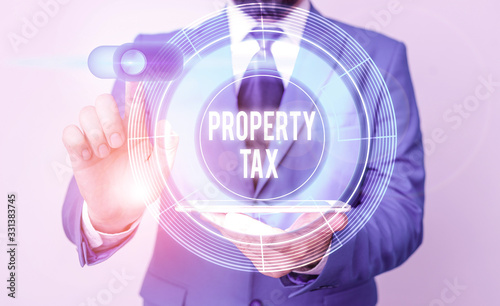 Conceptual hand writing showing Property Tax. Concept meaning an ad valorem tax on the value of a property Millage rate photo