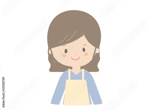 Young woman wearing apron.