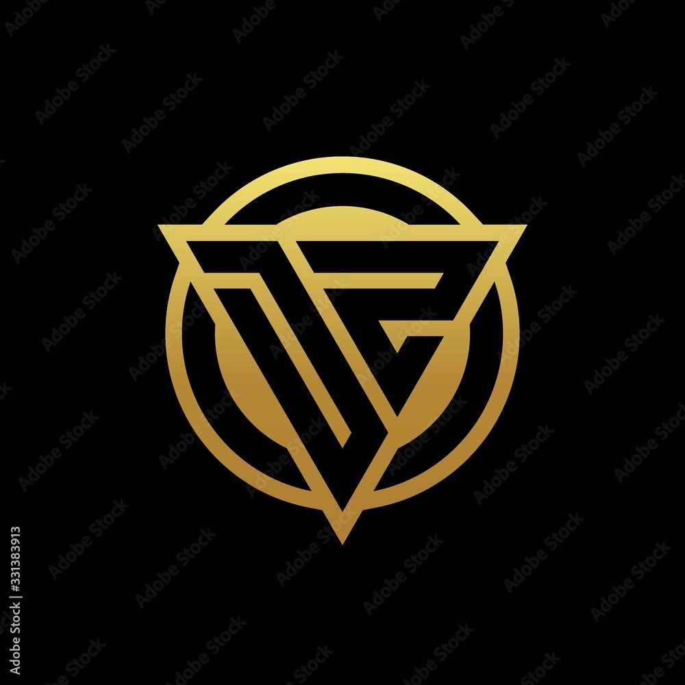 DZ logo monogram with triangle shape and circle rounded isolated on gold colors DZ logo monogram with triangle shape and circle rounded isolated on gold colors