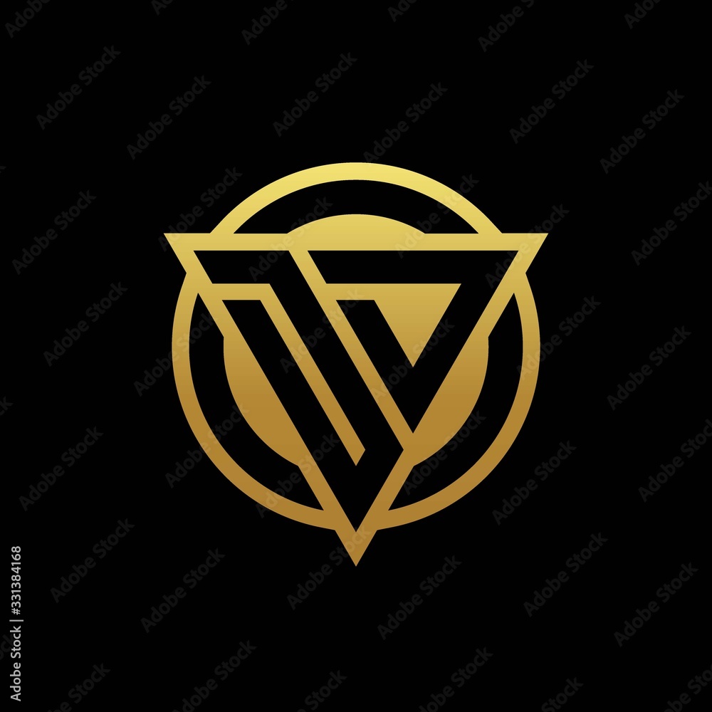 DD logo monogram with triangle shape and circle rounded isolated on gold colors DD logo monogram with triangle shape and circle rounded isolated on gold colors
