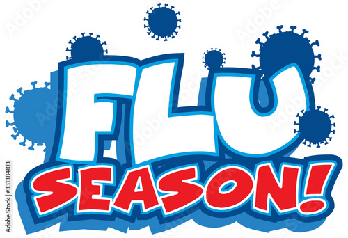 Font design for word flu season on white background