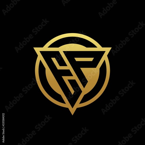 EP logo monogram with triangle shape and circle rounded isolated on gold colors