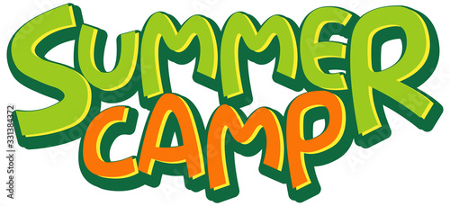 Font design for word summer camp on white background