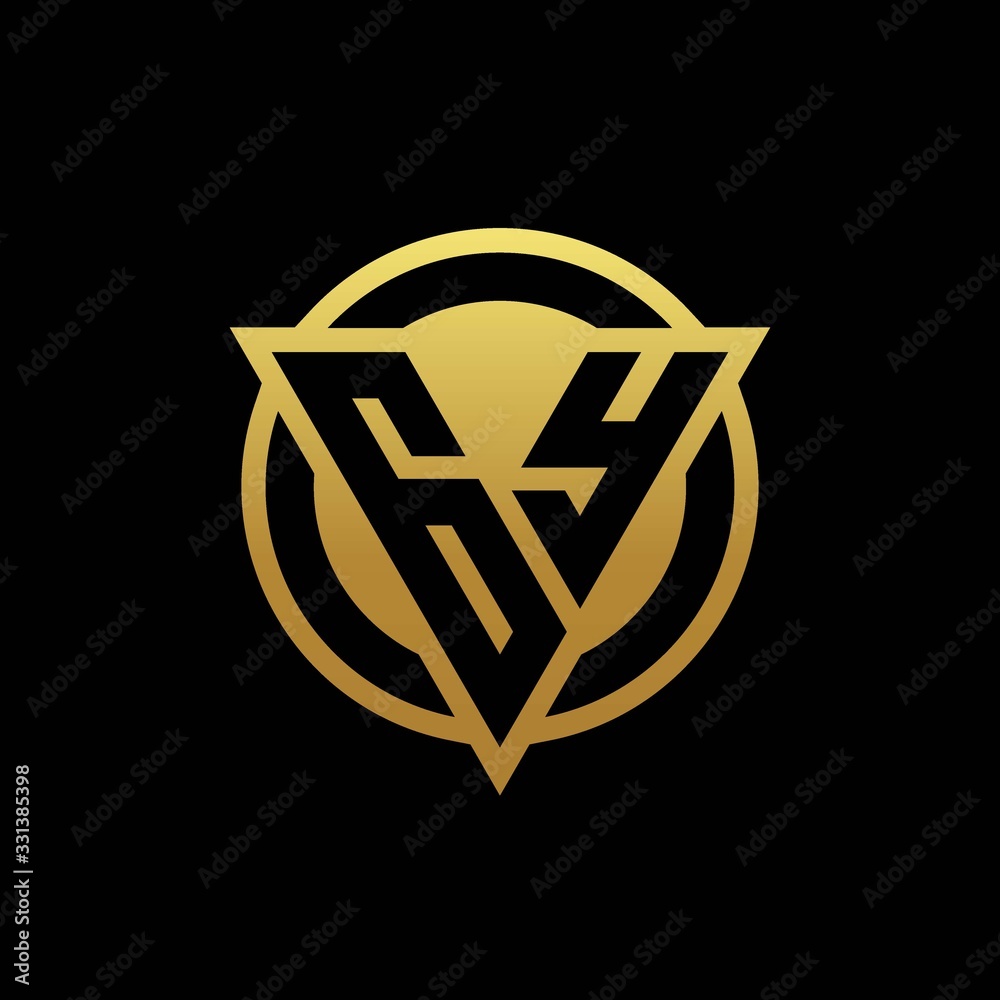 GY logo monogram with triangle shape and circle rounded isolated on gold colors GY logo monogram with triangle shape and circle rounded isolated on gold colors