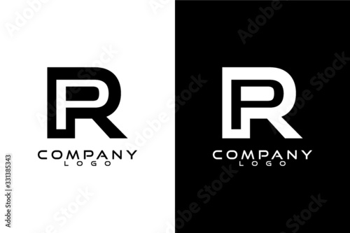 PR, RP Logo Template Vector Design with black and white background 