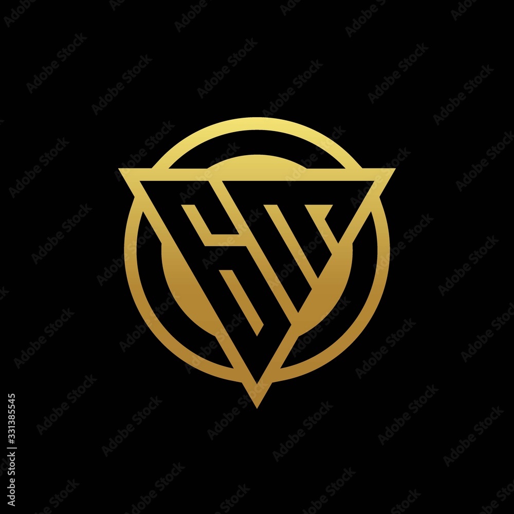 GM logo monogram with triangle shape and circle rounded isolated on gold colors GM logo monogram with triangle shape and circle rounded isolated on gold colors