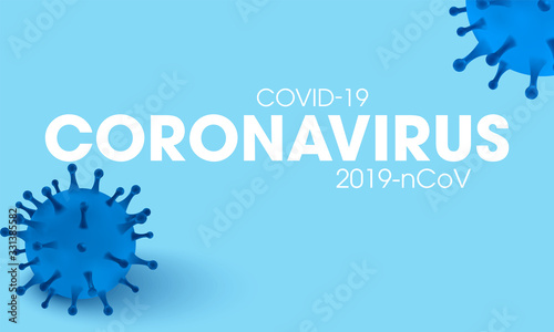 Coronavirus COVID-19 medical realistic illustration infection. Influenza as red dangerous flu strain cases as a pandemic medical health risk concept