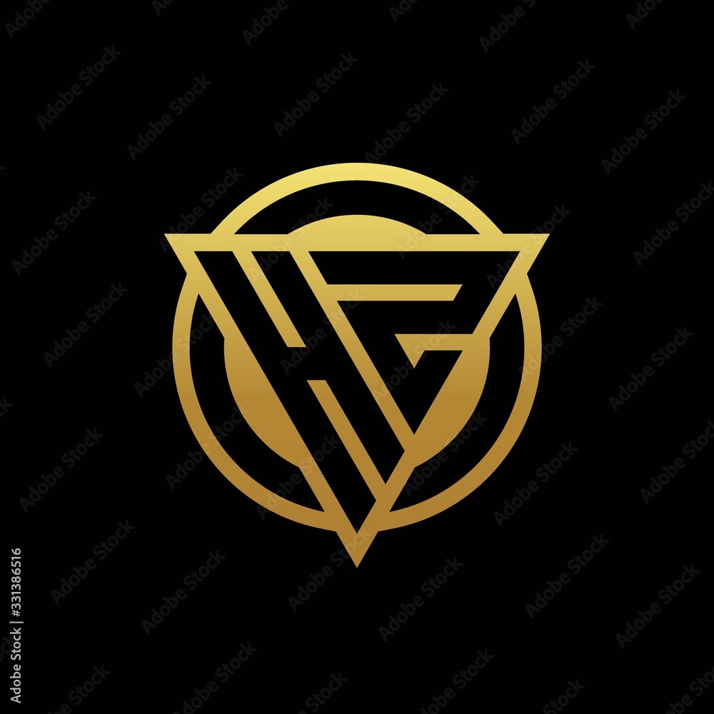 HZ logo monogram with triangle shape and circle rounded isolated on gold colors HZ logo monogram with triangle shape and circle rounded isolated on gold colors