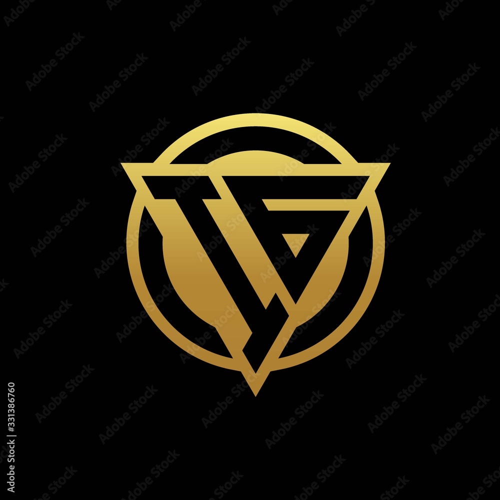 IG logo monogram with triangle shape and circle rounded isolated on gold colors IG logo monogram with triangle shape and circle rounded isolated on gold colors
