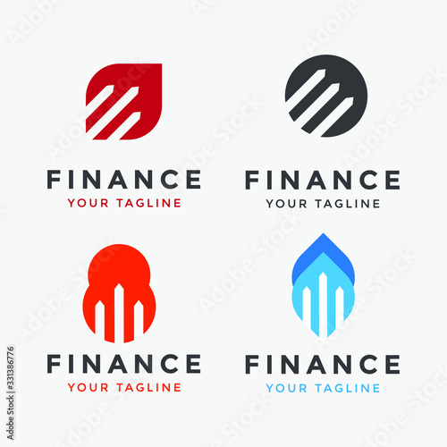 set Financial Advisors Market Charts Logo design abstract vector template. 