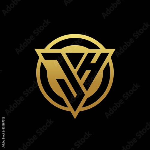Lv logo monogram with triangle shape and circle Vector Image