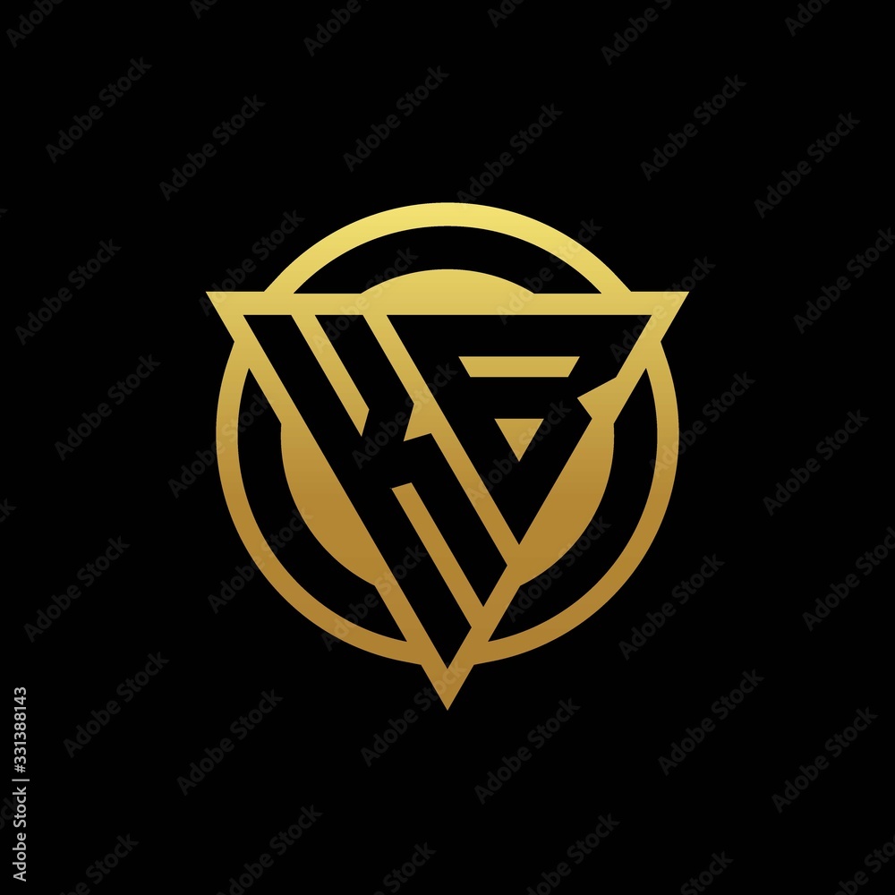 KB logo monogram with triangle shape and circle rounded isolated on gold colors KB logo monogram with triangle shape and circle rounded isolated on gold colors