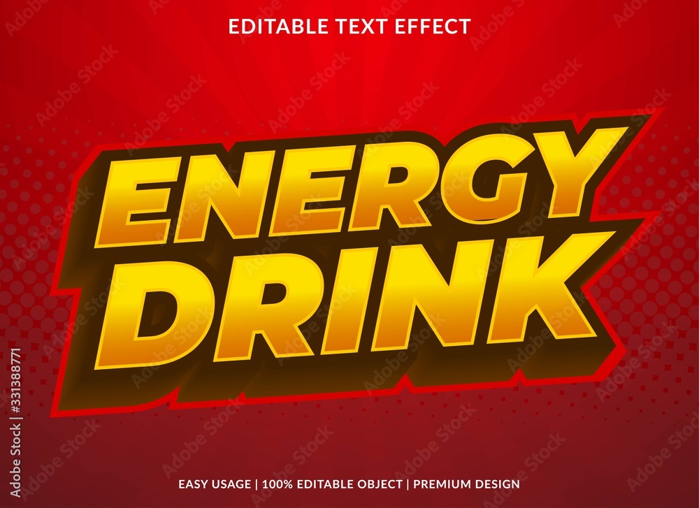 energy drink sticker text effect template with 3d style and bold font concept use for brand label and logotype sticker