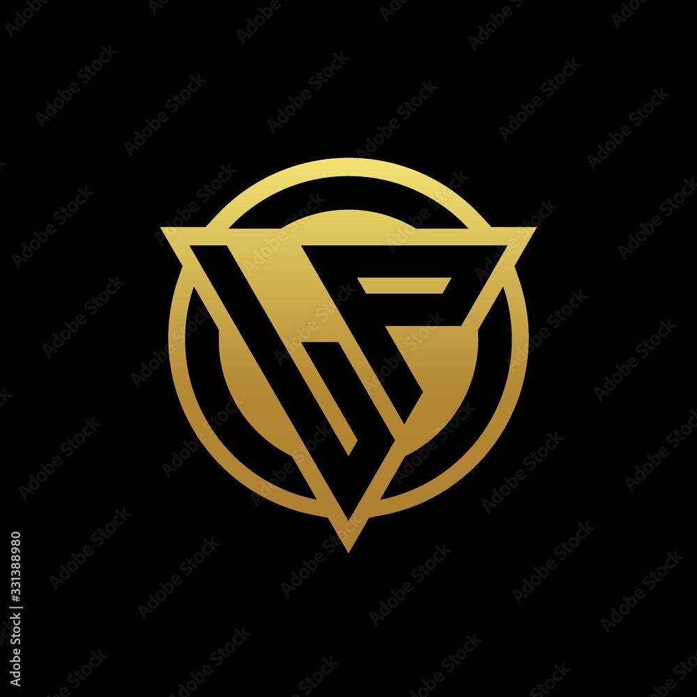 LP logo monogram with triangle shape and circle rounded isolated on gold colors LP logo monogram with triangle shape and circle rounded isolated on gold colors