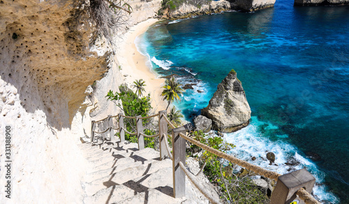 Stairway to Heaven at Diamond beach in Nusa penida island, Bali in Indonesia. © SASITHORN
