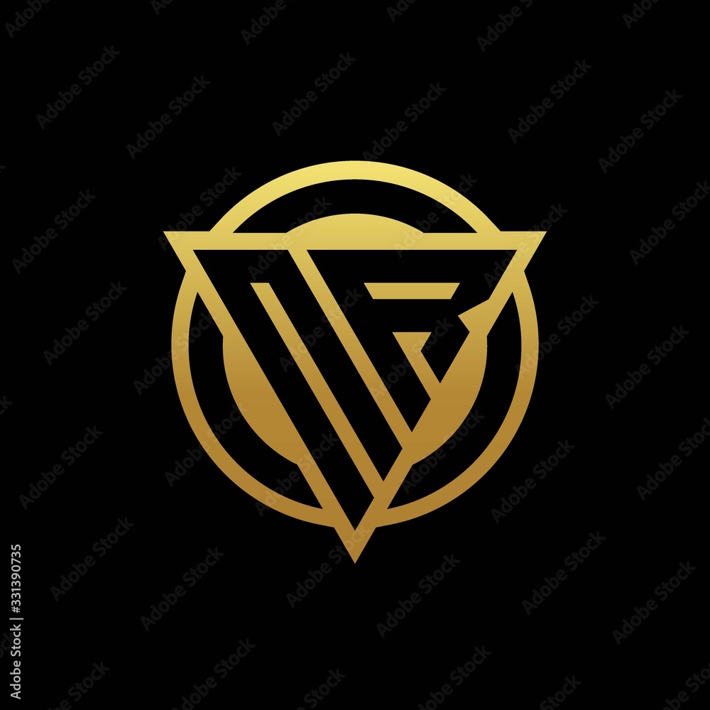 NR logo monogram with triangle shape and circle rounded isolated on gold colors NR logo monogram with triangle shape and circle rounded isolated on gold colors