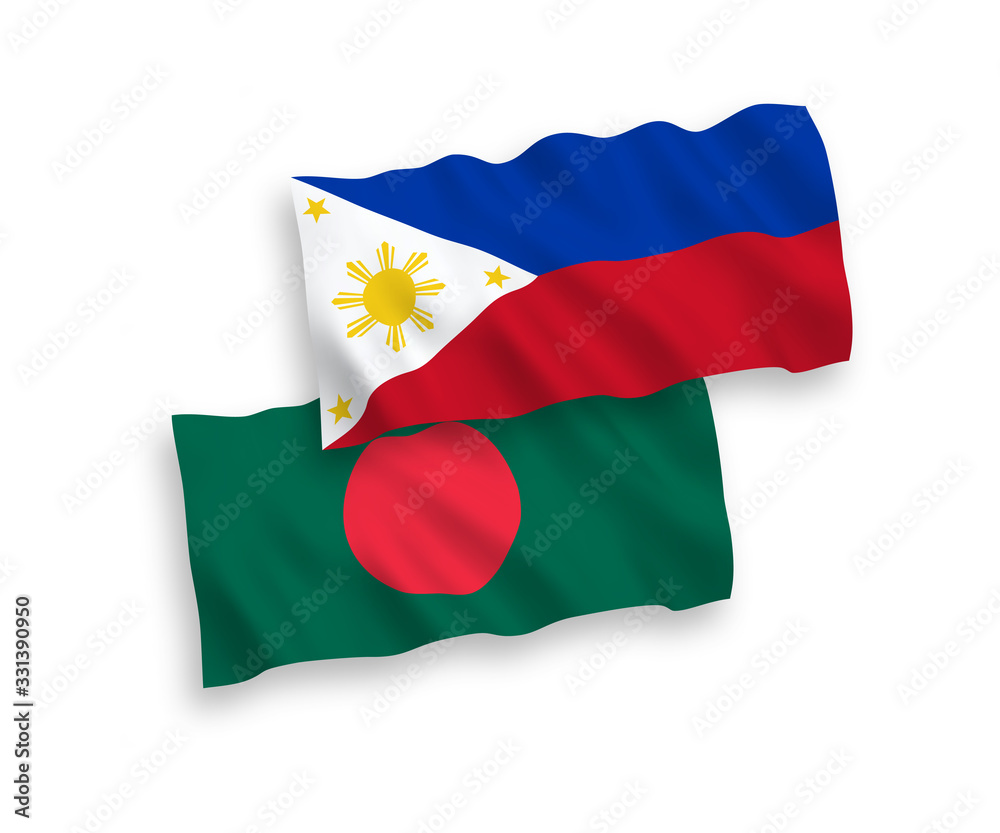 Obraz premium Flags of Philippines and Bangladesh on a white background