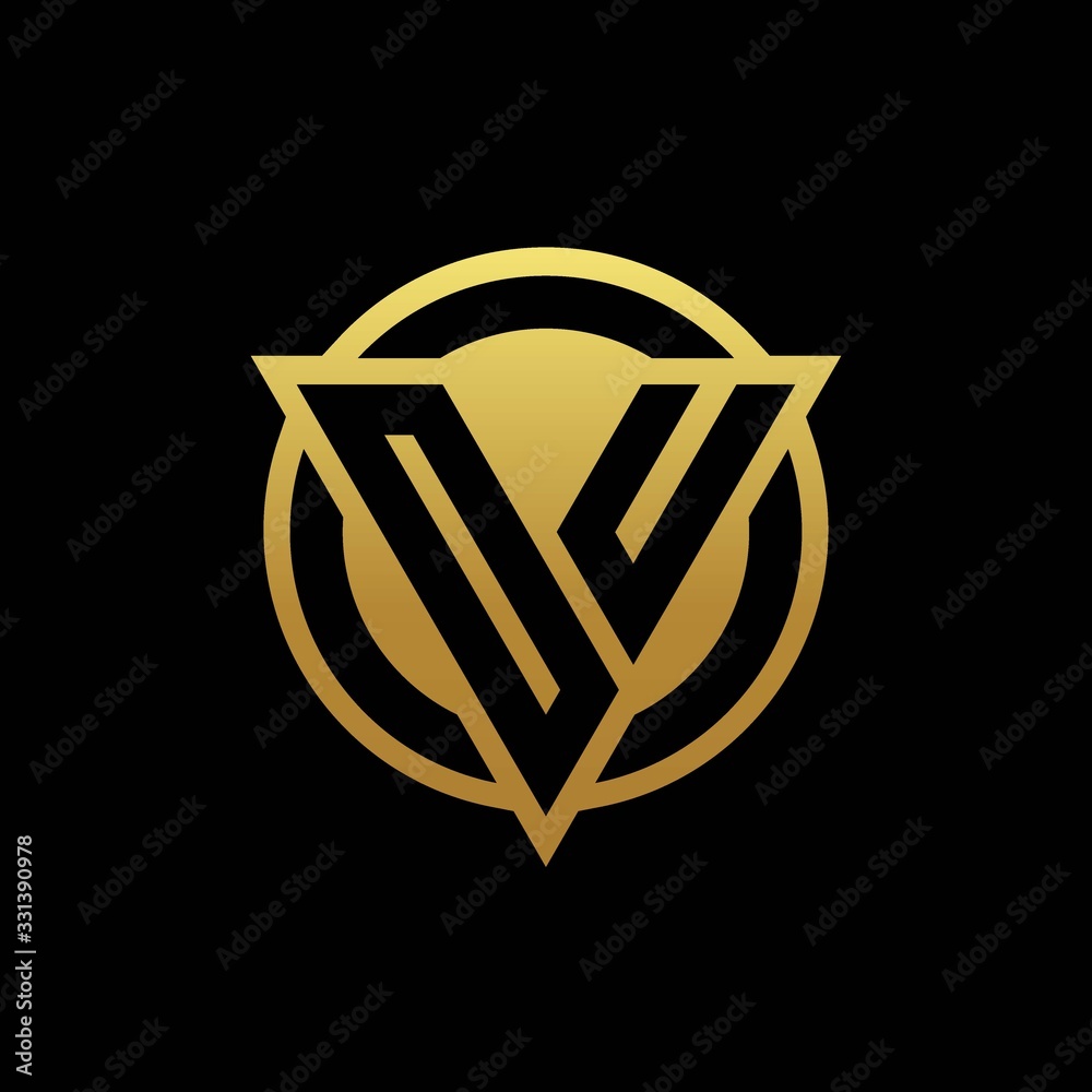 OU logo monogram with triangle shape and circle rounded isolated on gold colors OU logo monogram with triangle shape and circle rounded isolated on gold colors
