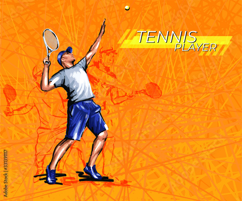 Man tennis player vector silhouette isolated on white background. Sport tennis silhouette isolated. Man recreation after work, anti stress therapy.