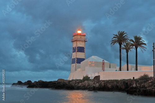 View of Santa Marta lighthouse and Municipal museum of Cascais, in Portugal photo